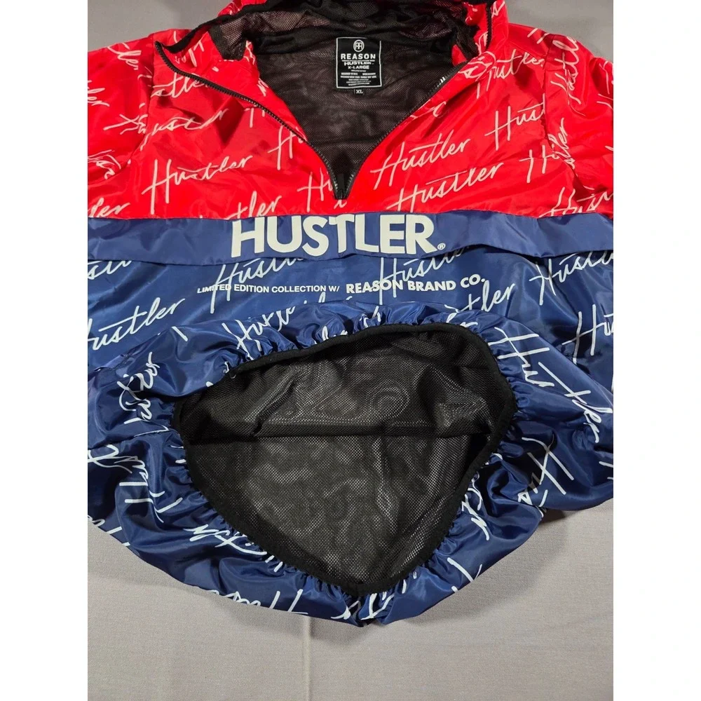 Reason Jacket Mens Extra Large Red Blue Hustler Edition AOP Windbreaker Hooded